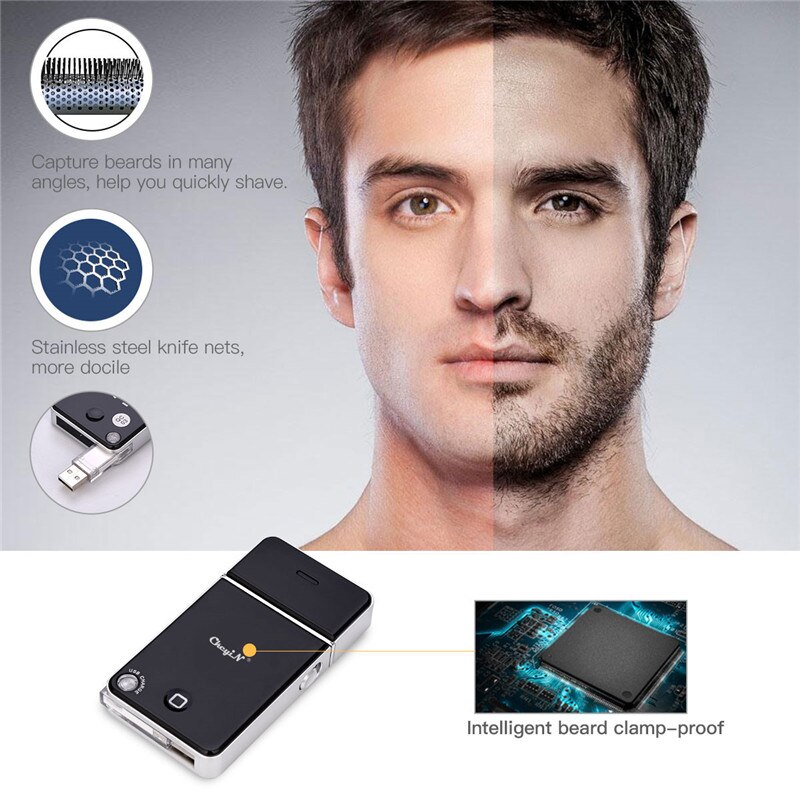 Afeitadora de barba bigotes patillas de cabello eléctrico Mini recortadora de pelo facial recargable máquina de afeitar el pelo portátil para hombres uso en viajes