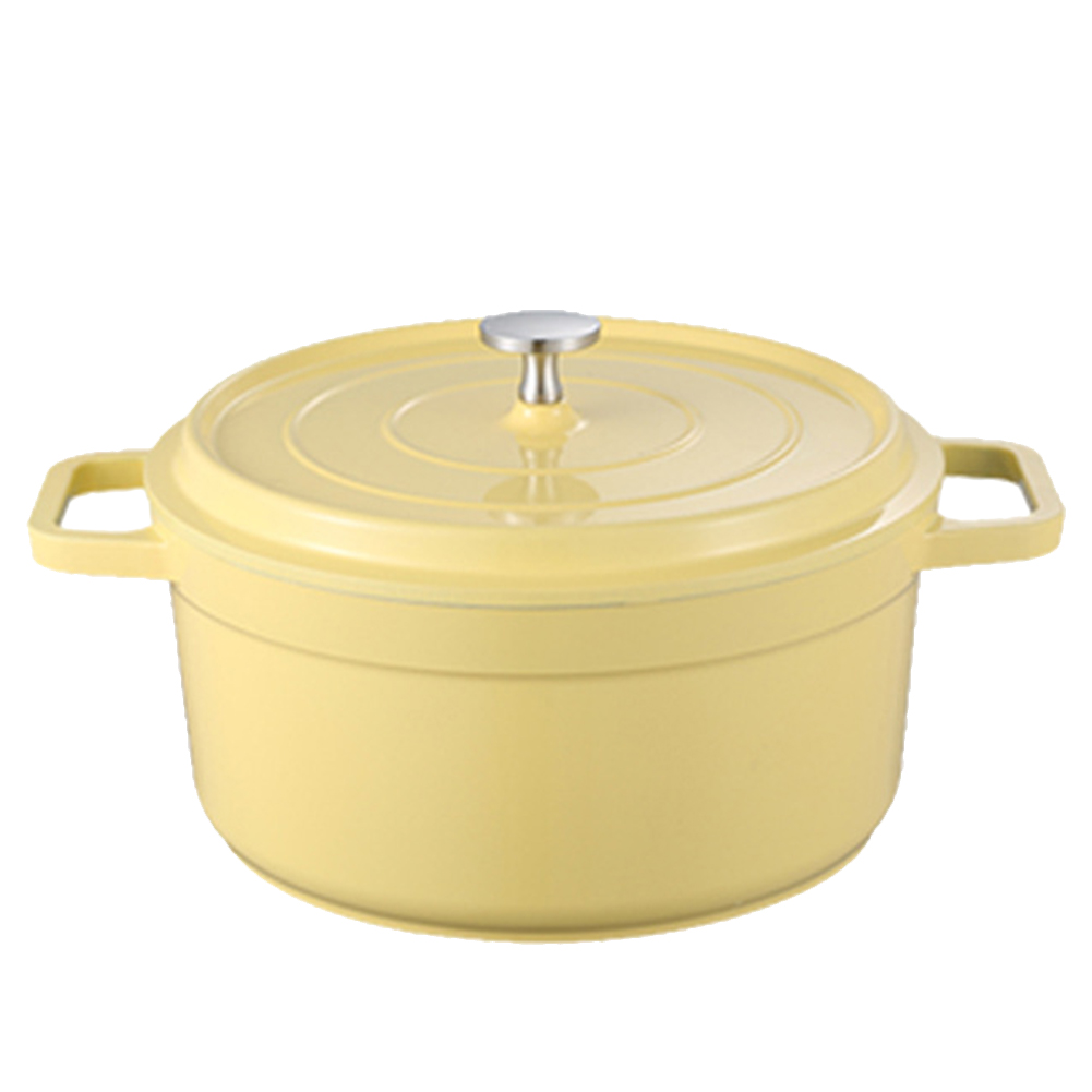 Enameled Cast Aluminum Dutch Oven with Lid Non-Stick Heavy Duty Stock Pot Dutch Oven Pot Multifunctional Cookware: Yellow / <1L