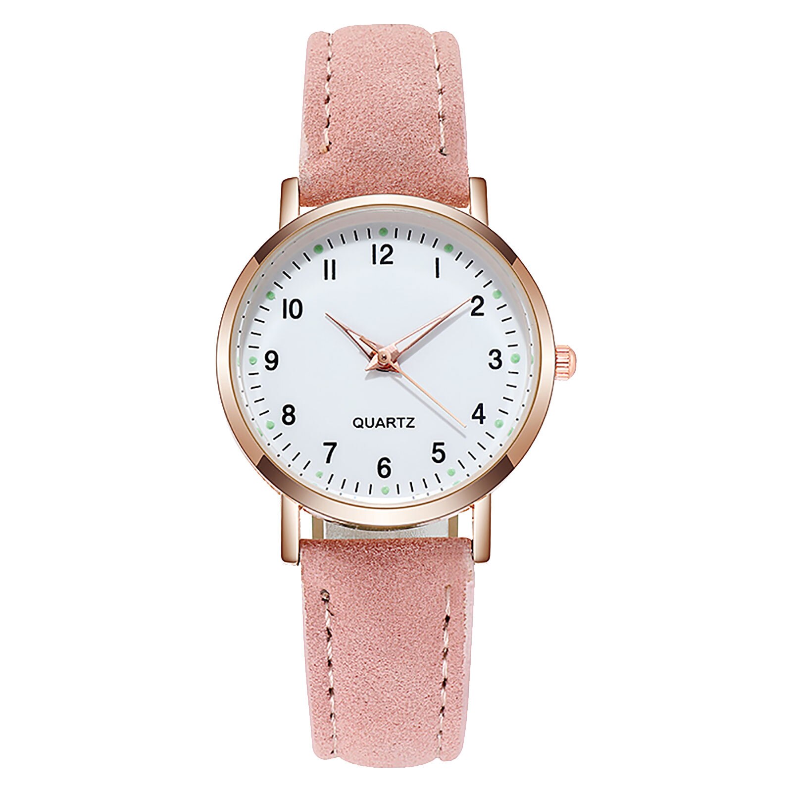 Dames Diamanten Bezaaid Lichtgevende Retro Vrouwelijke Horloge Lederen Riem Quartz Horloge Vrouwen Eenvoud Casual Decoratie Horloges: Roze