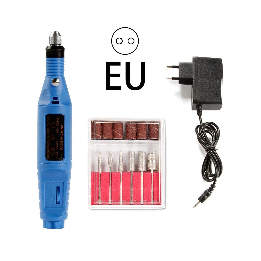 Electric Nail Drill Bits Set Milling Drill Machine for Manicure Nail Art Sanding File Gel Remover Mill Cutter Pedicure Apparatus: Blue EU