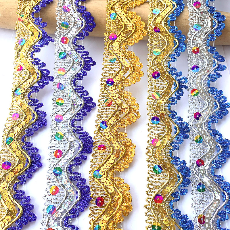 4m/13.12ft each bag golden silver lace trims big wide satin ribbons clothing curtain accessory handmade DIY sewing flower trim