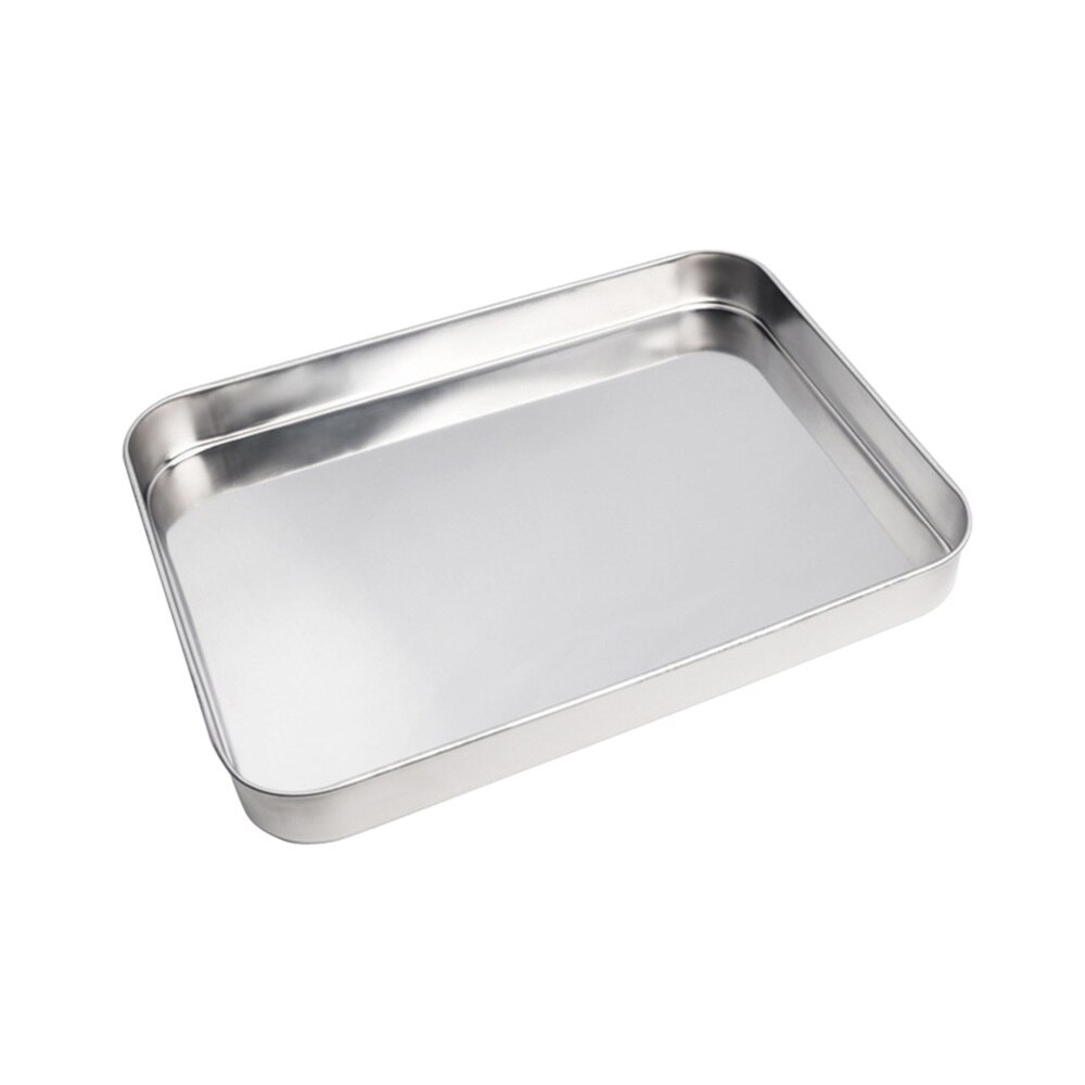 10inch Stainless Steel Baking Tray Rectangular Rice Noodles Roll Plate Steaming Dish for Home Restaurant