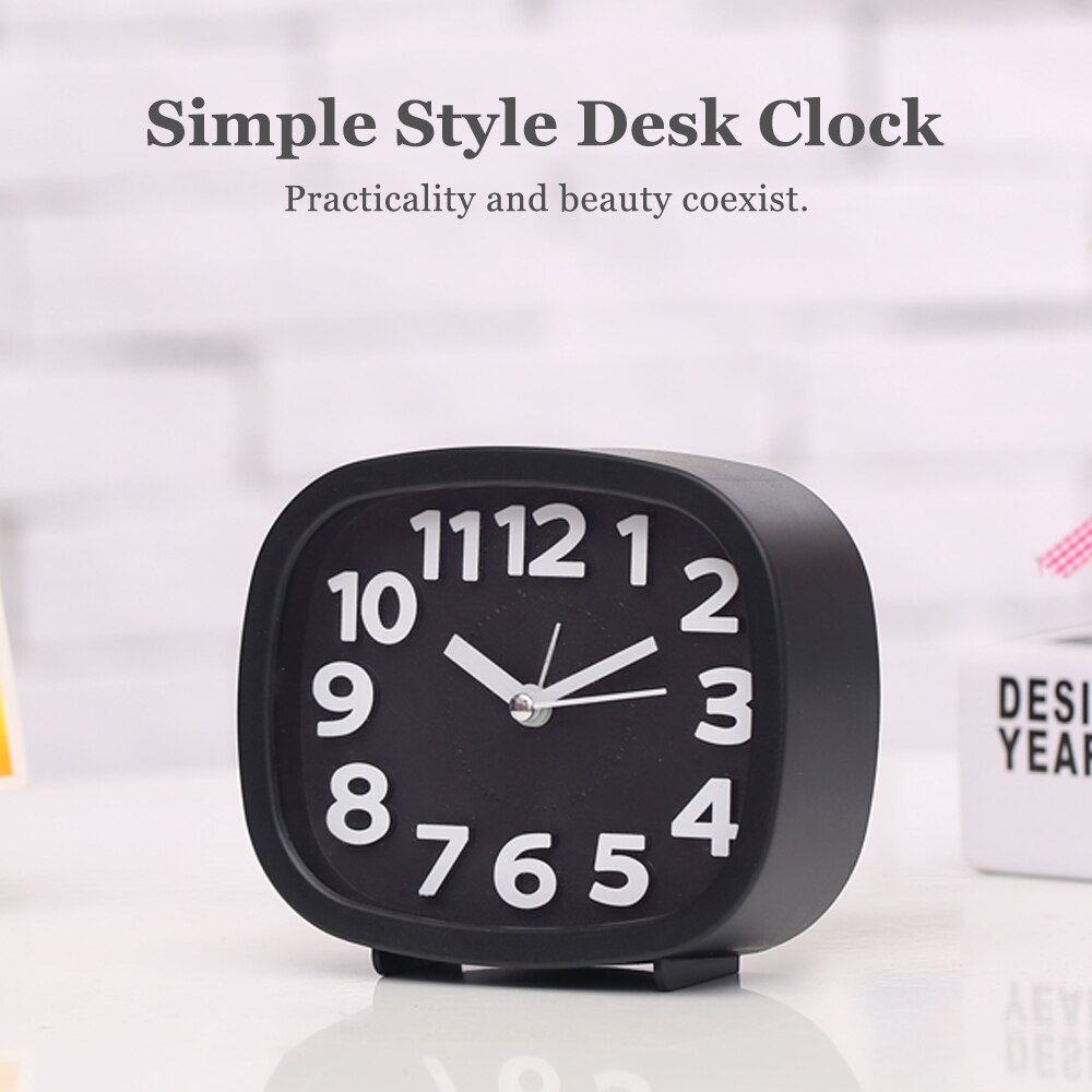 Round Alarm Clock Simple Style Wake Up Table Clock Square Silent Desk Clocks Snooze Portable Travel Alarm Clock Battery Powered