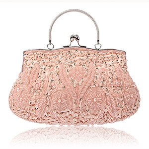 XIYUAN Brand2018 Evening Bag Women Lady Beaded Clutches Best Female Bulk Evening Bags With 12 Colors: Pink