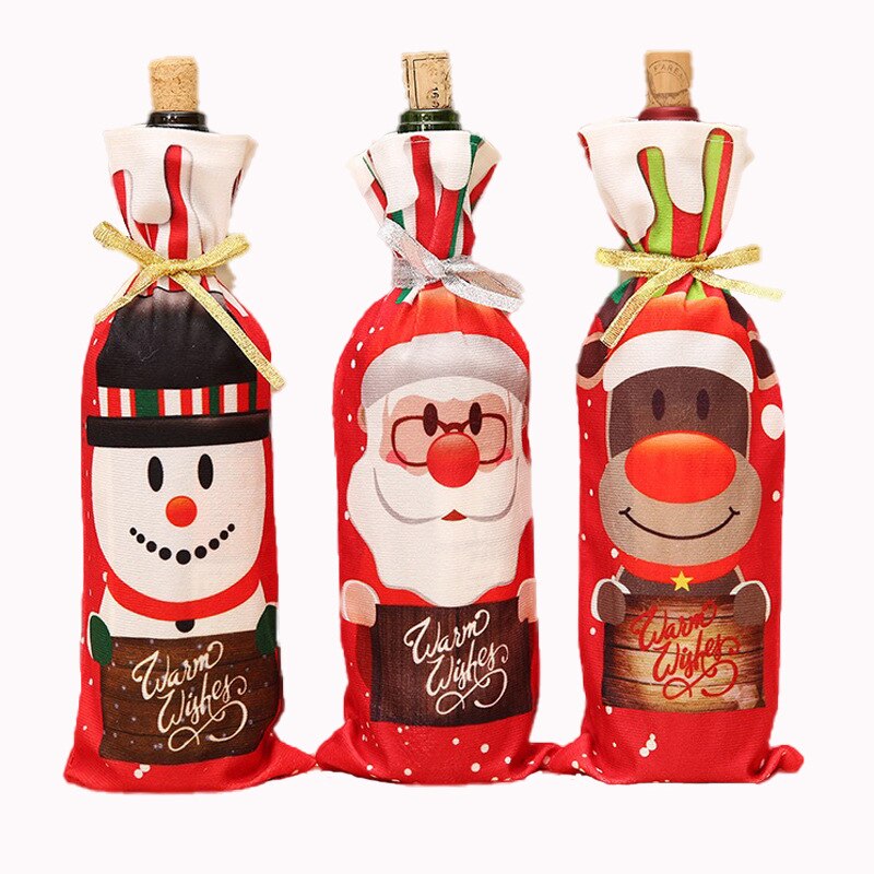 Christmas theme Bottle Wine Cover Bag,Snow Man Wine Bottle Wrapper Xmas Home Decor