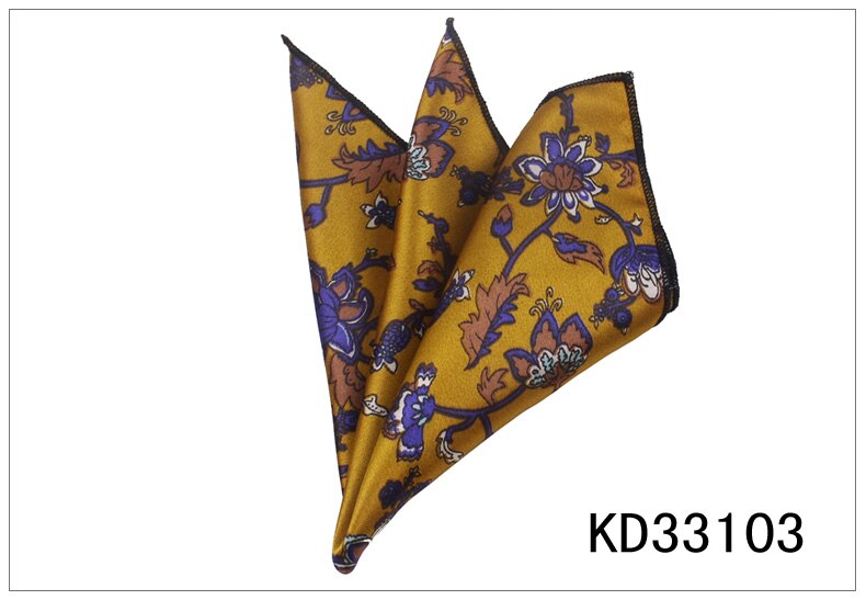 Pochette carrée de fleurs pour hommes femmes | Costume de mouchoirs en mousseline de soie imprimés Hanky pour hommes mouchoirs carrés serviettes foulards pour dames: KD33103
