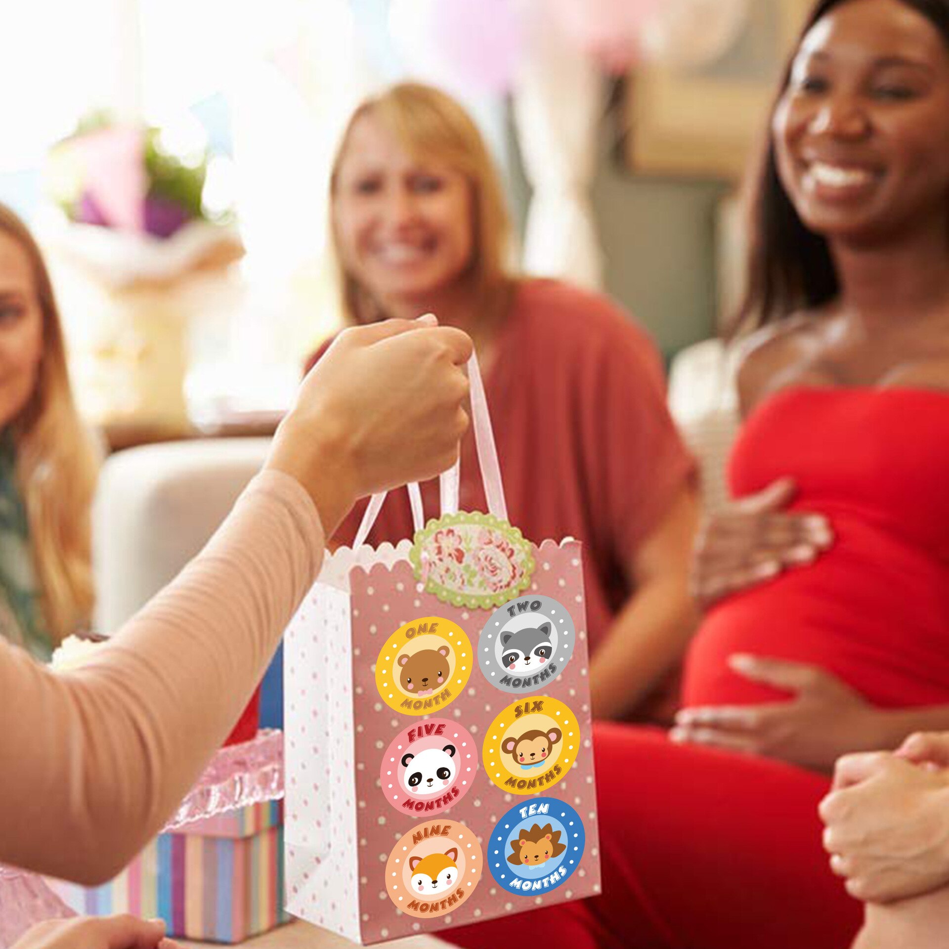 12 pçs mês do bebê adesivo animal primeiro ano mensal marco foto compartilhamento bebê barriga adesivos 1-12 meses bebê crescimento álbum