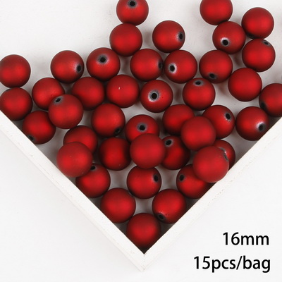 Svarte/røde matt plastrunde perler 6 8 10 12 14 16mm abs-perler med frostet overflate, 15-200 stk. til smykkefremstilling: Sølv