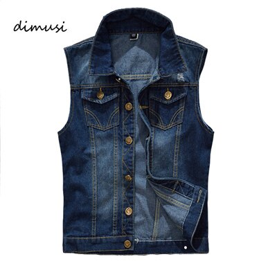 DIMUSI Mannen Denim Vest Vintage Mouwloze Gewassen Jeans Vest Man Katoen Cowboy Gescheurde Jas Mannelijke Vest 5XL,YA663: 6XL