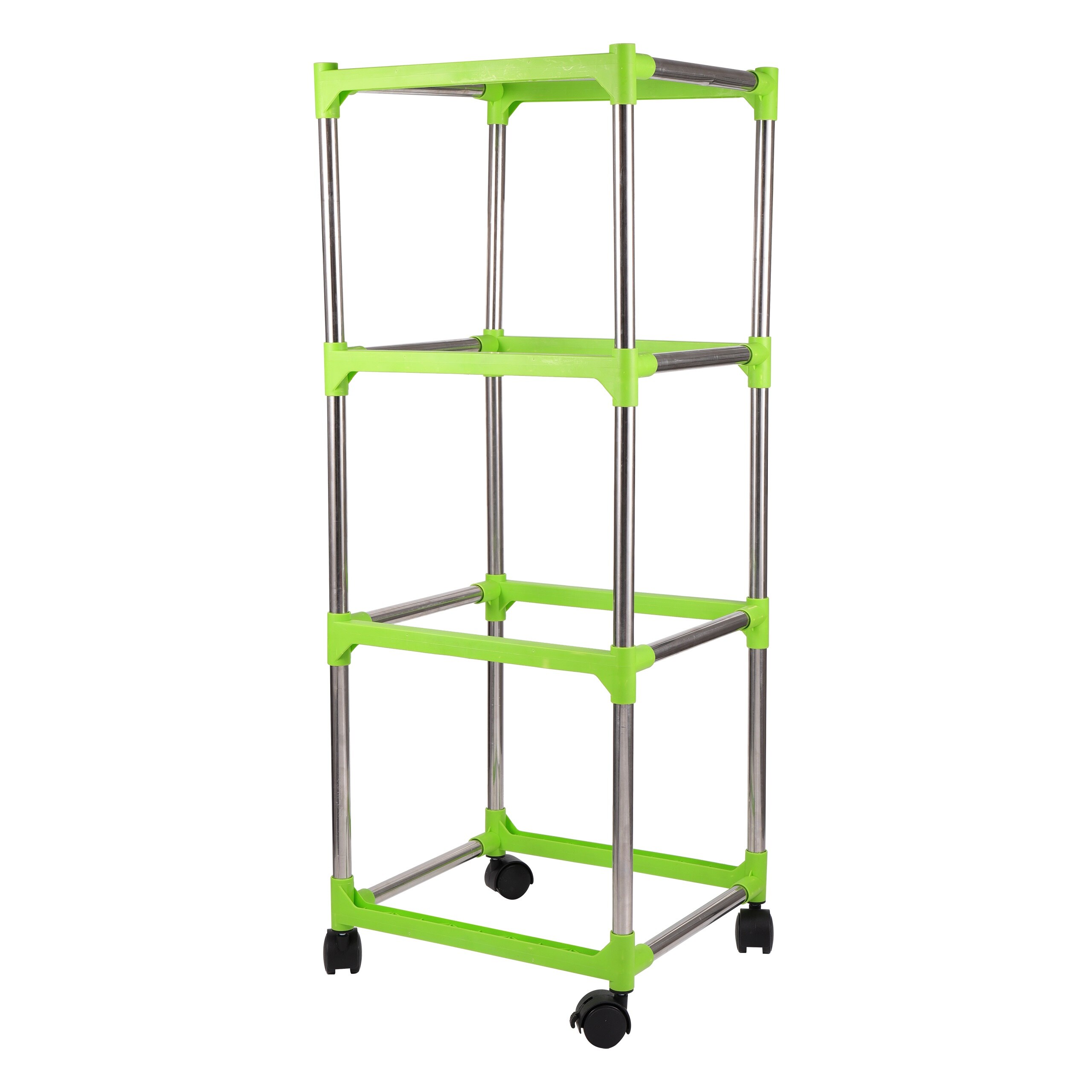 Hydrocultuur Groente Lade Montage Frame Roestvrij Stalen Buis Tauge Kwekerij Lade Plank Universele Wiel Diy Planten Rack: 4 layers S