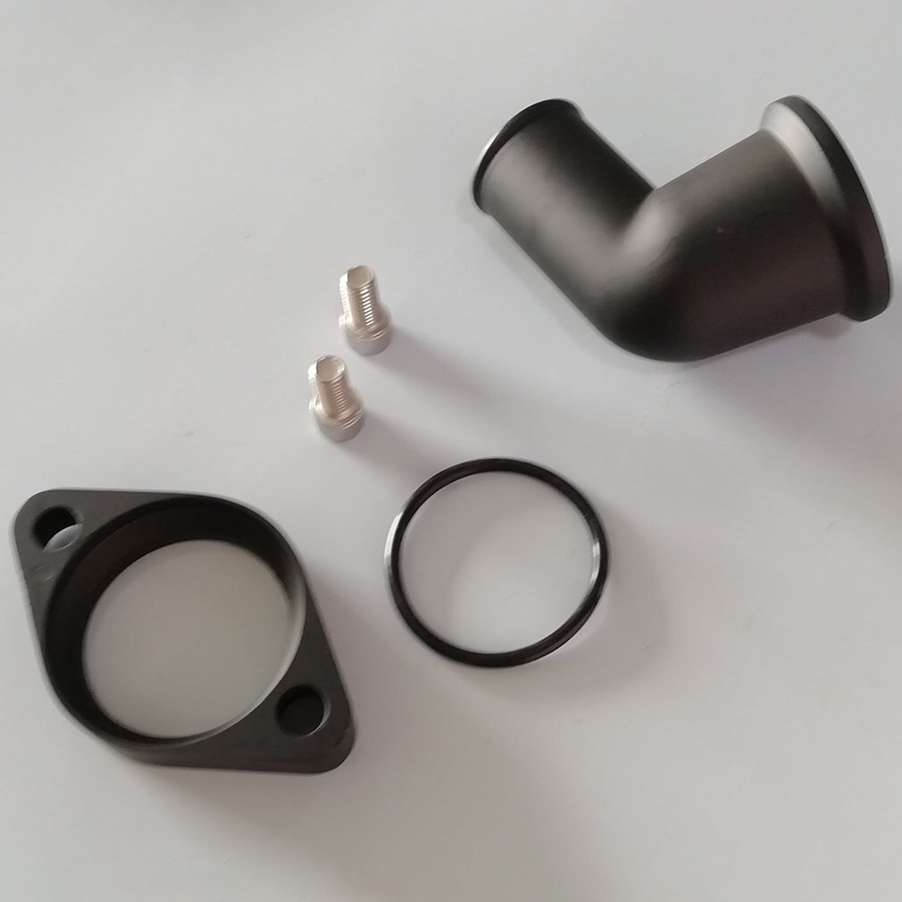 15° Swivel Water Neck Thermostat Housing For SBC BBC Chevy 327 350 396 454 – Black Aluminum/Stainless