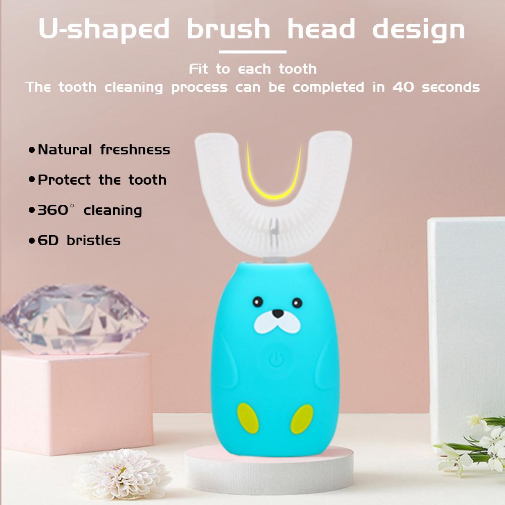 Elektrisk tandbørste genopladelig automatisk håndfri tandbørste trådløs opladning vandtæt rengøringsværktøj til børn