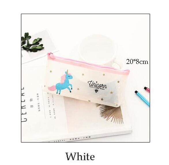 Estuche transparente de unicornio para lápices, estuche escolar de gran capacidad con cremallera, bolsa de almacenamiento, caja de suministros para la escuela, de papelería: 4