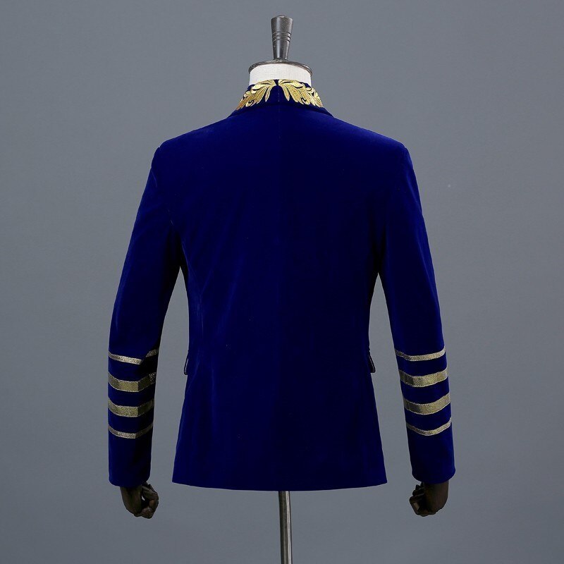 Plyesxale-Blazer con bordado para hombre, Blazer de terciopelo de ante, de , doble botonadura, azul real, Burdeos, negro, Q296