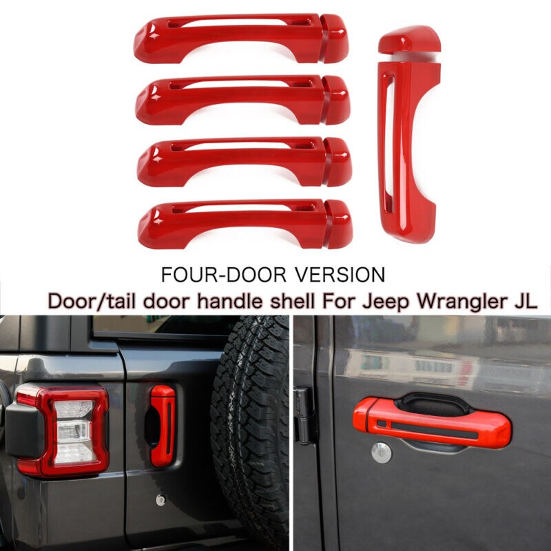 ABS Plastic Door handle Cover 5pcs/ set Red Door Handle For Jeep Wrangler JL