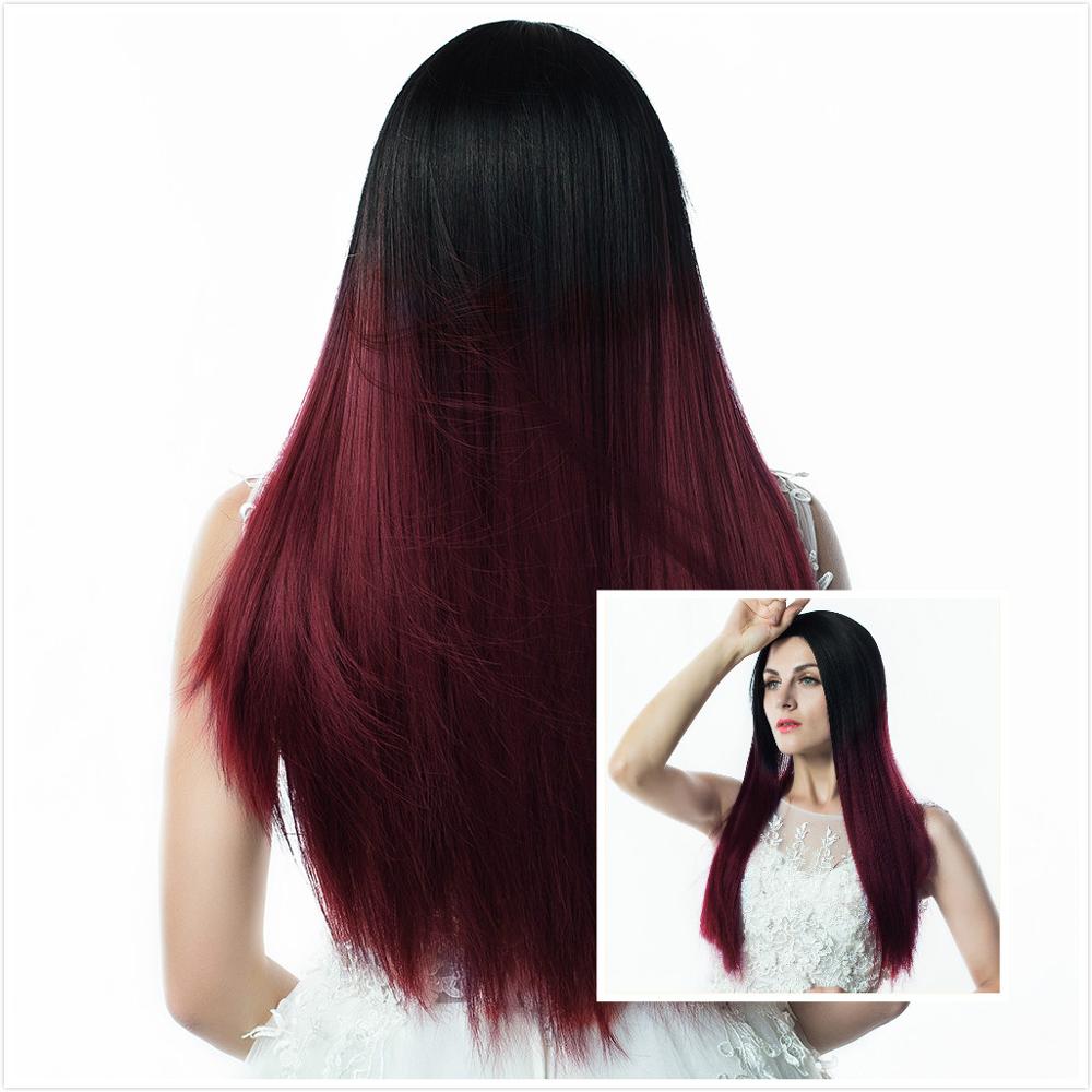 FAVE Long Straight Pure Light Brown Blonde Long Synthetic Wigs for White /Black Women 22 Inch Middle Part Can be Cosplay Wigs: 1b 99J