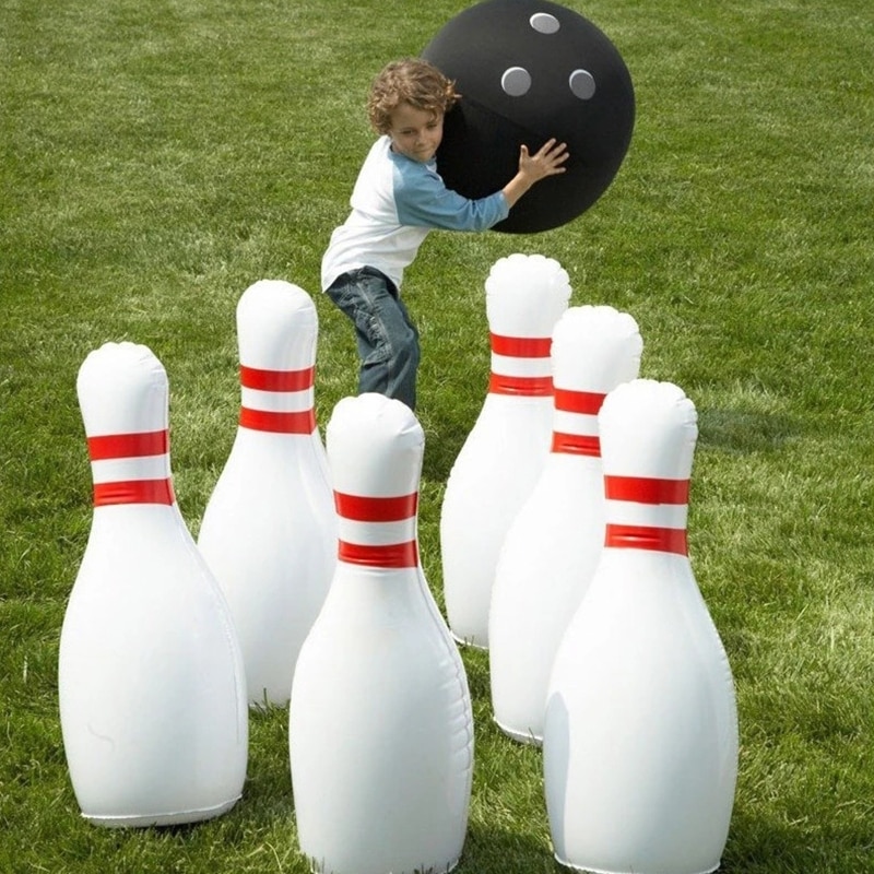 Novelty Place Giant Inflatable Bowling Set for Kids Outdoor Lawn Yard Game Ball