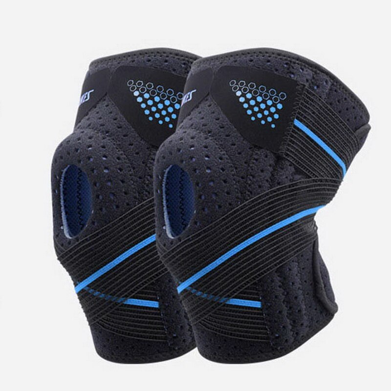 2 pezzi ginocchiere sportive ciclismo ginocchiera compressione ortesi molle supporto ginocchiera palestra mtb artrite lavoro ginocchiera: 2 pcs black blue