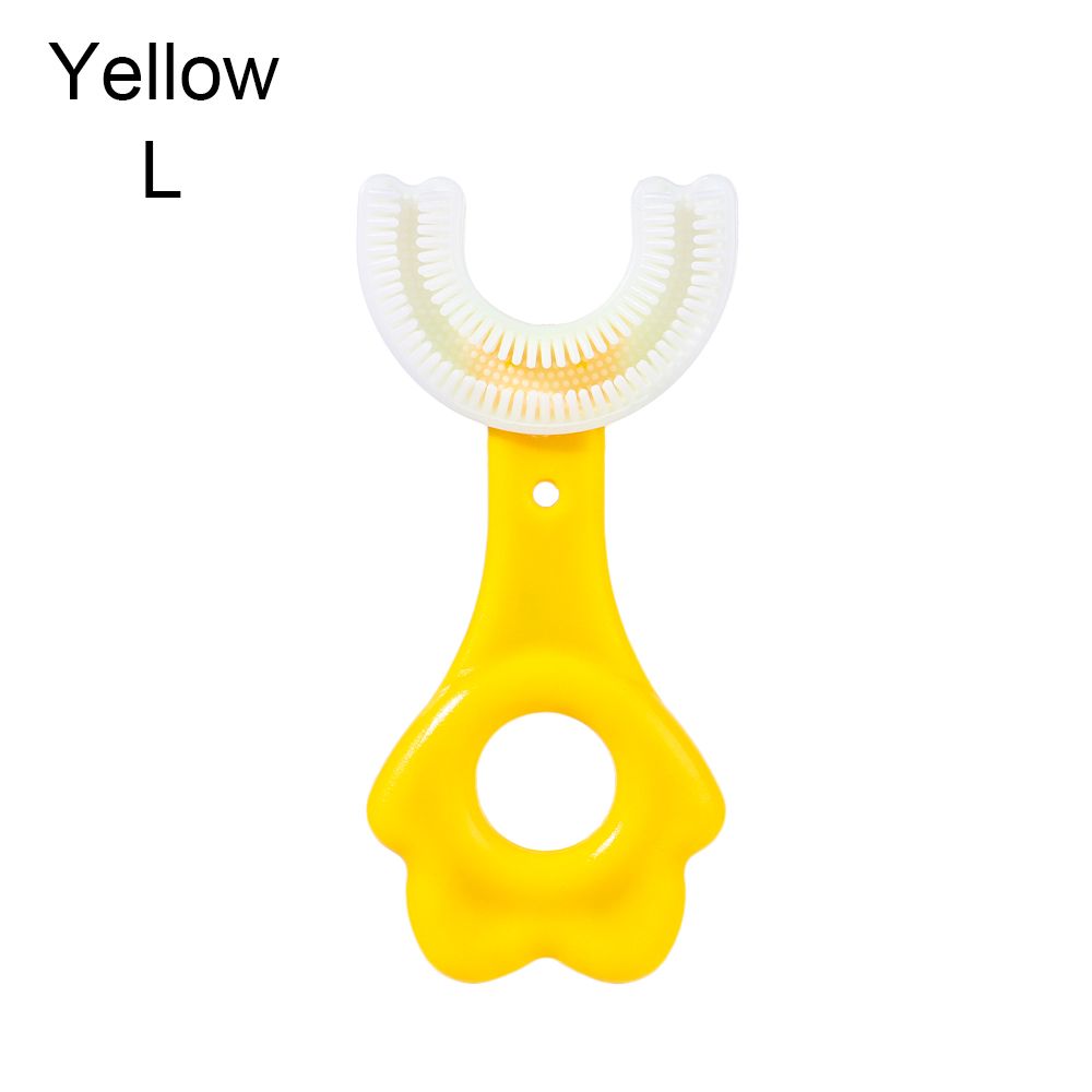 Silicone U-Shape Toothbrushes Kids Manual Toothbrushes Toddler Teeth Cleaning Brushes Oral Care: yellow-L