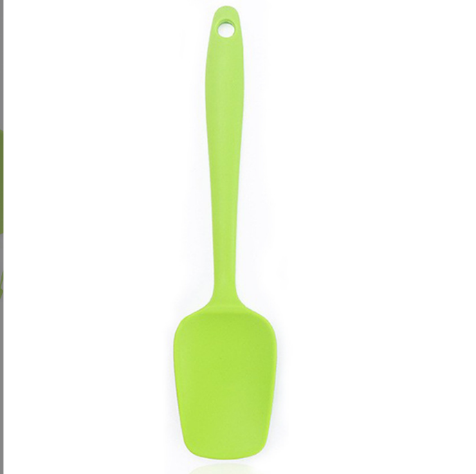 Universal Heat Resistant Integrate Handle Silicone Spoon Scraper Spatula Ice Cream Cake Kitchen Tool Utensil: Green