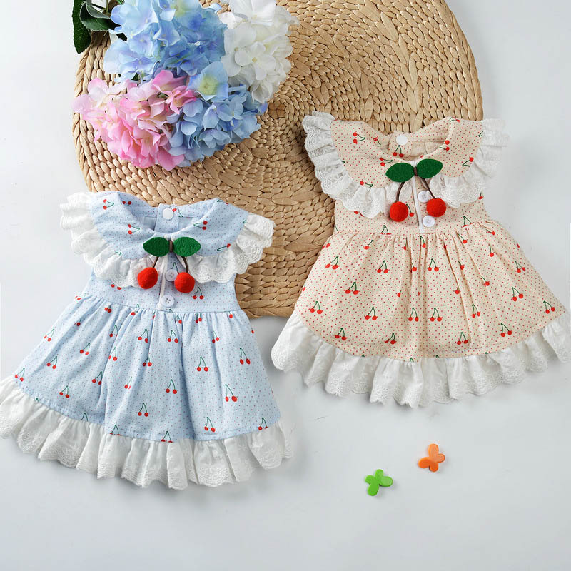 Princess Dog Dress Cherry Pet Dogs Dress Party Puppy Wedding Dresses Chihuahua Yorkshire Clothing for Dogs Costume Disfraz Perro