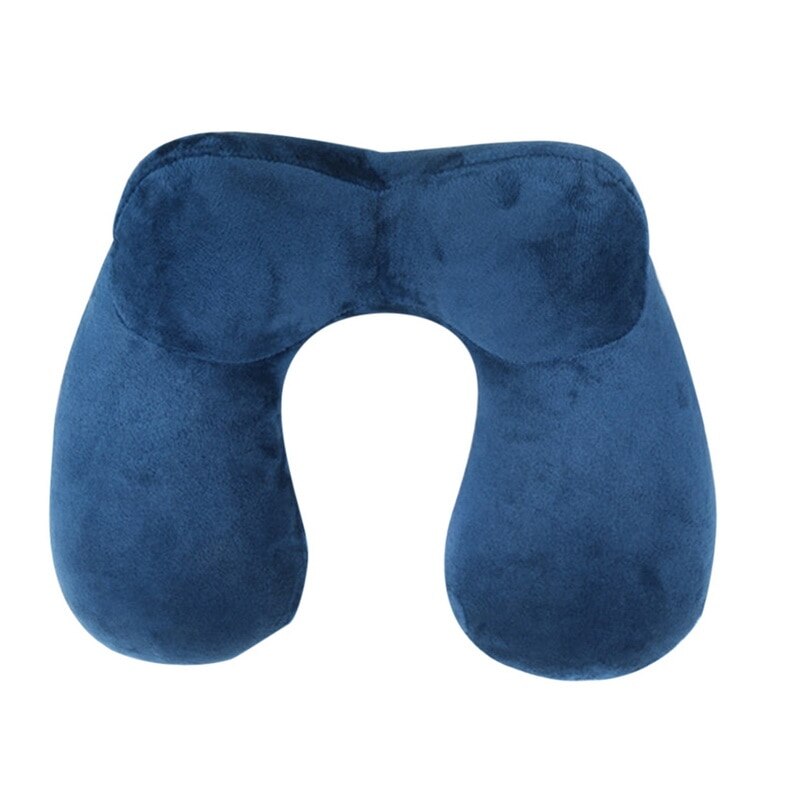Inflatable U-shaped Pillows Travel Slow Rebound Portable Neckrest Travel Folding Memory Foam Train Airplane Outdoor Pillow: B-blue