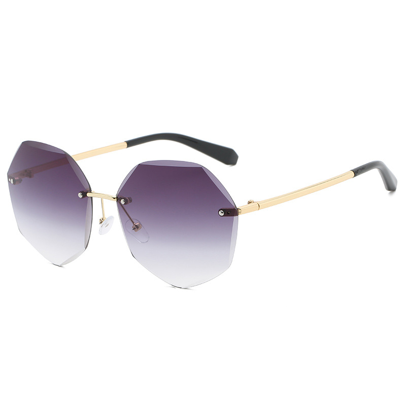 Gafas de sol octogonales sin montura para mujer, gafas de sol metálicas Retro, protección UV, lentes de corte a la , gafas de sol UV400