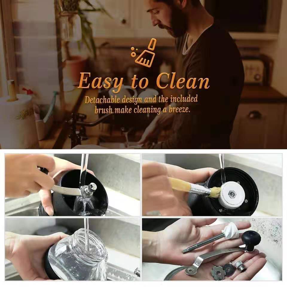 Manual Coffee Grinder with Storage Jar Soft Brush Conica Mini Coffee Milling Machine for Single Coffee