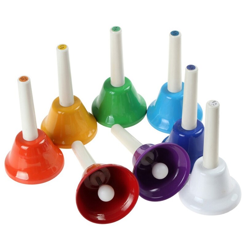 IRIN 8 pièces Handbell 8 Note diatonique métal main cloches ensemble Instrument de Percussion pour enfant enfants Instrument de musique jouet: Default Title