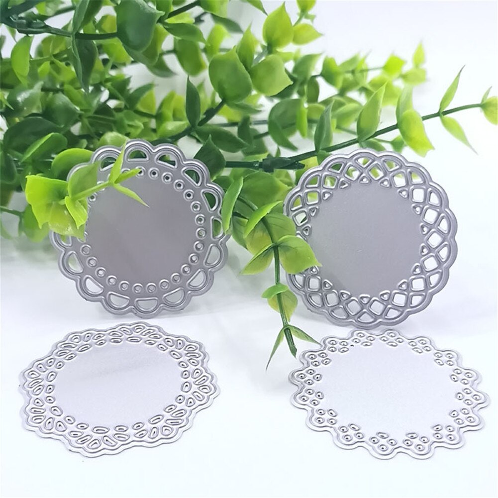 4 Stuks Lace Edge Cirkel Frame Metalen Snijden Sterven Stencils Voor Diy Scrapbooking Album Decoratieve Embossing Hand-Op Papier kaarten