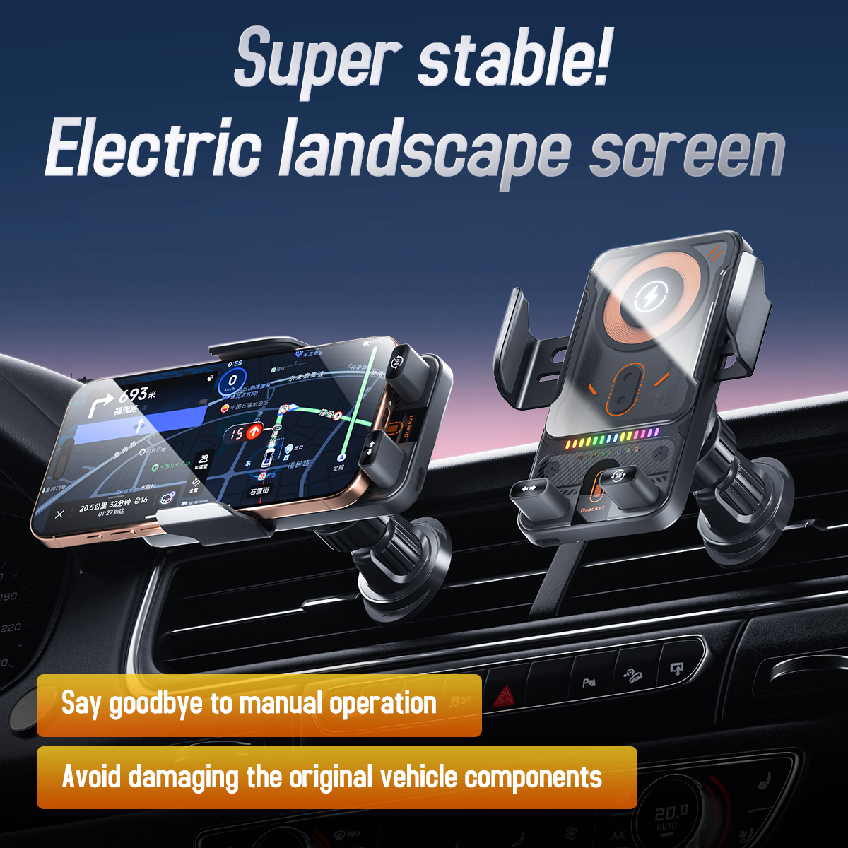 Soporte de teléfono inalámbrico para coche de 15W, soporte de teléfono de inducción infrarroja de carga rápida inalámbrica, Universal transparente para iPhone Xiaomi