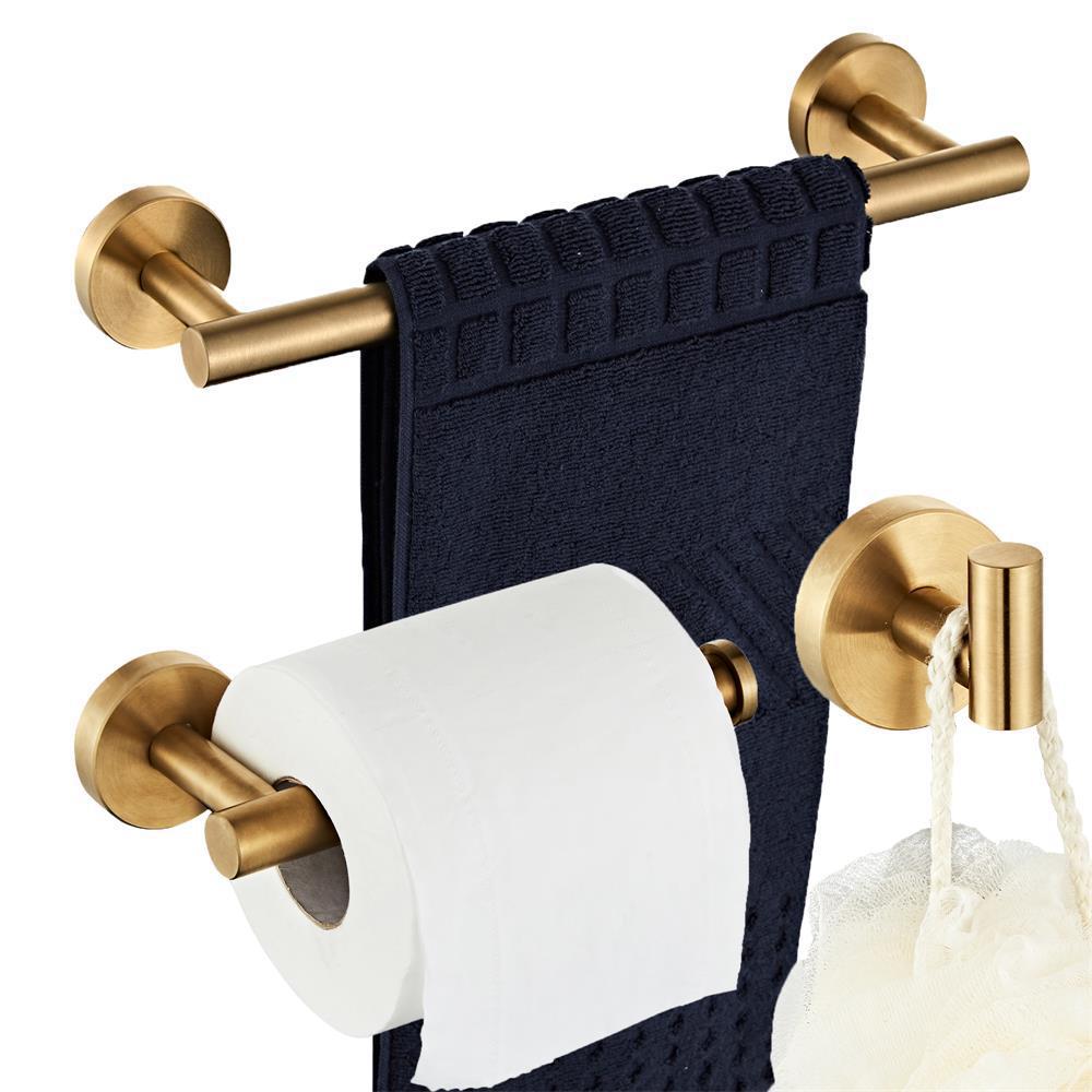 Sus304 Stainless Steel Wall Mounted Toilet Paper Holder Bathroom Hardware Accessories Brushed Gold Towel Bar Hook