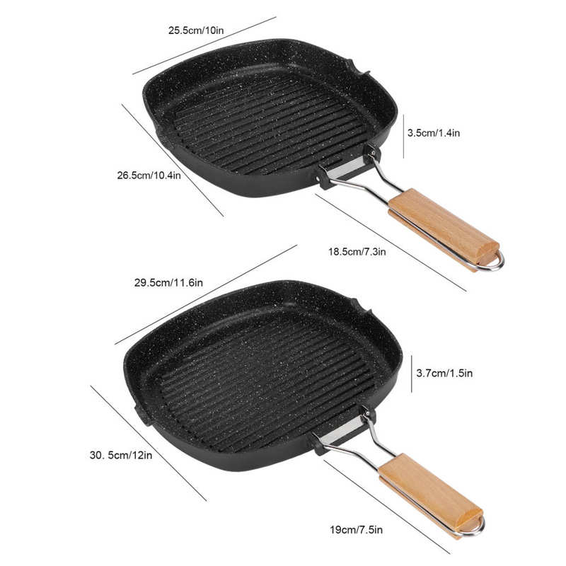 Poêle Camping gril poêle pliable poignée en aluminium haute température coulée outils de cuisson cuisinière à gaz général pour la cuisine à domicile