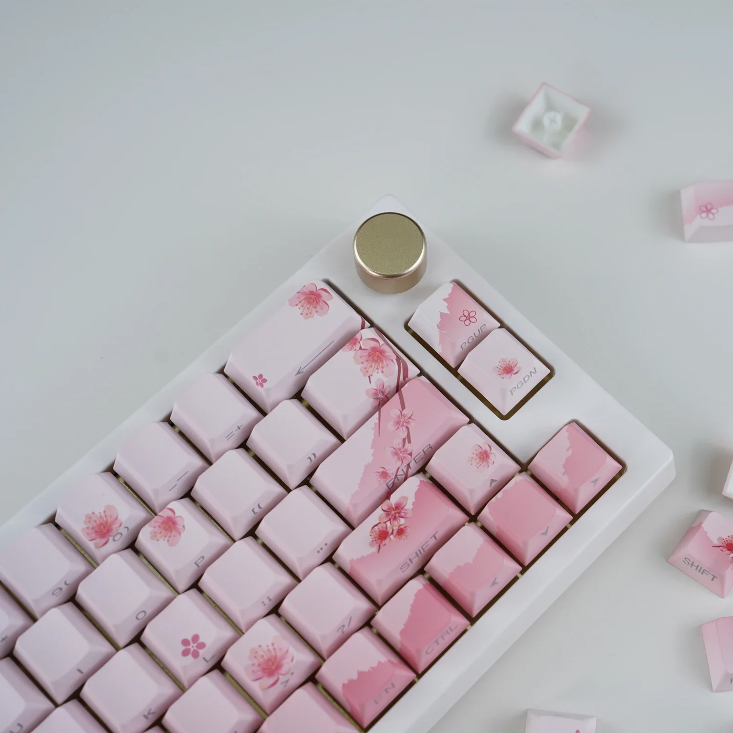 Blossom Keycap Side Print Cherry Profile PBT Doubleshot Shine Through Keycap Mechanical Keyboard Key caps 127keys