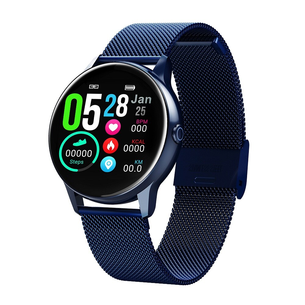 Smartwatch IP68 , dispositivo portátil impermeable, Monitor de ritmo cardíaco, pantalla a Color, reloj inteligente deportivo para Android IOS Larga modo de reposo: Steel Blue