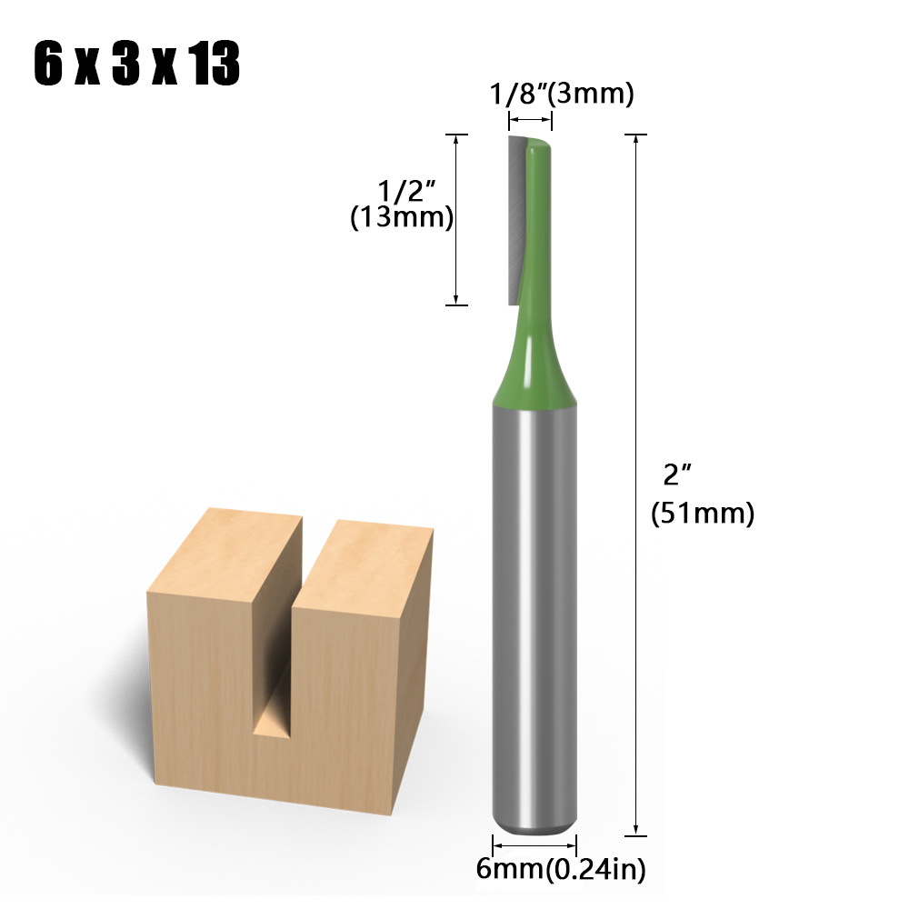 1/4 zoll 6mm Schaft Gerade Bit Fräser Einzigen Doppel Flöte Holz Schneider Hartmetall Router Bit Holzbearbeitung Werkzeug set: 6x3x13mm
