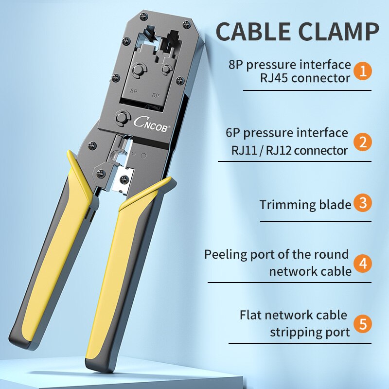 Rj45 Crimp Tool Set , 10 in 1 Portable Network Repair Box Cable Tester Plier Crimping Crimper Clamp RJ 45 Connectors Kit