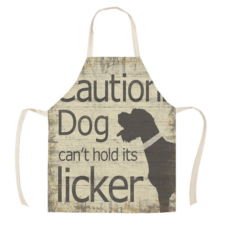 1 st köksförkläde hundbokstäver hem hundtryckta linneförkläden för män kvinnor städverktyg för hem  wq016