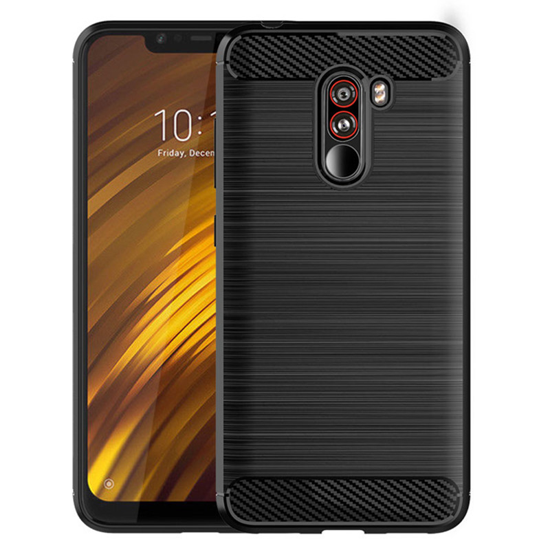Silikon Fall für Mi Pocophone F1 Luxus Carbon Faser Fall für poco telefon f1 Matte Stoßfest Telefon Zurück Abdeckung Coque Fundas