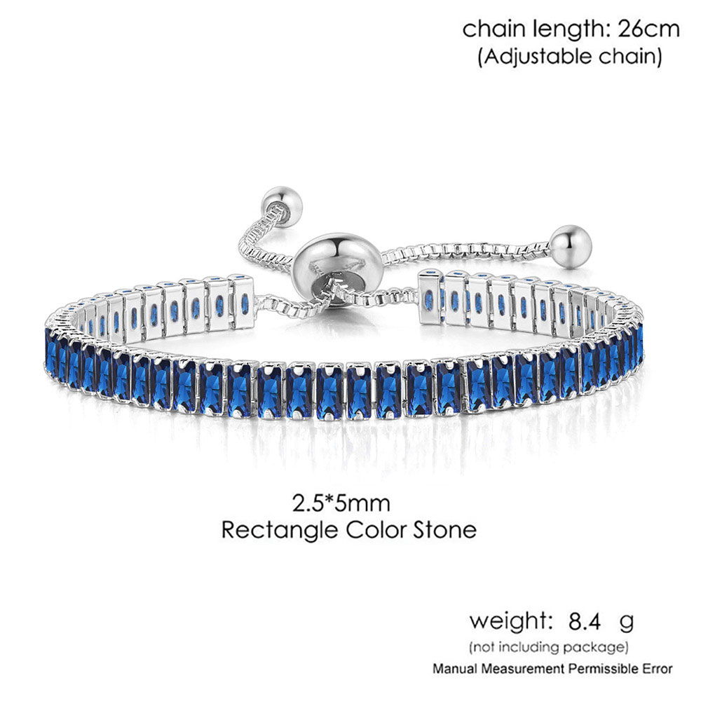 Pulseras de tenis ajustables para mujer, cadena de cristal de circonia brillante azul en la mano, pulsera con dijes para mujer, joyería de tendencia, para niña: Color marrón amarillo