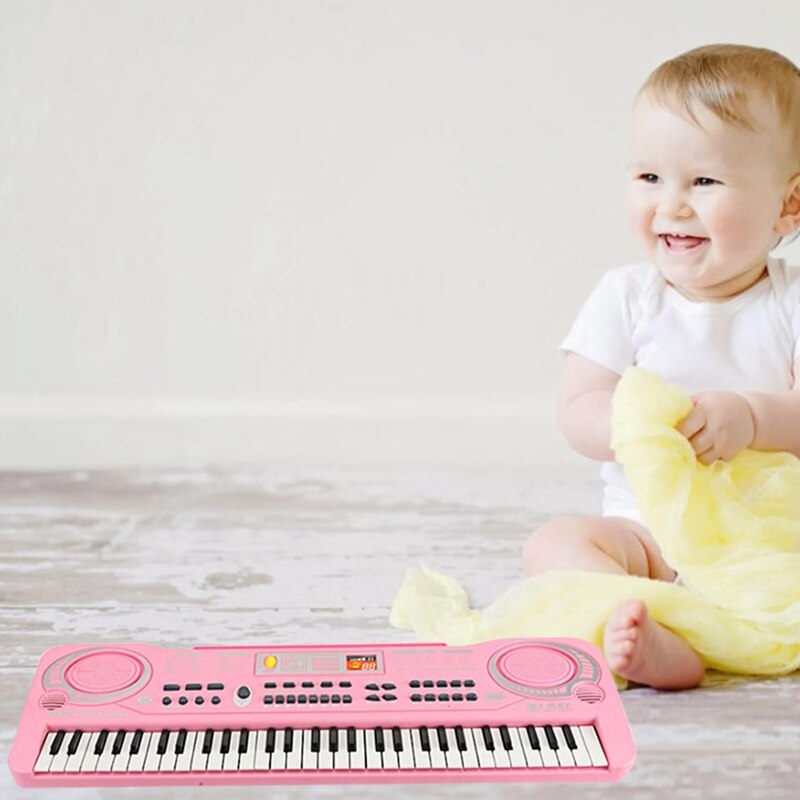 Elektrisk keyboard klaver til børnebærbart 61 nøgle elektronisk musikalsk karaoke keyboard, mikrofon, pink