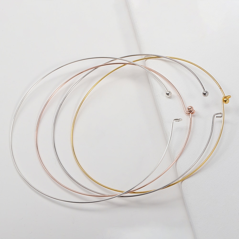 5pc Kupfer Draht Hoop Verstellbare Halsketten Lünette mit Einfach Verschluss für DIY Schmuck, Der Metall Choker Kragen 130mm ring Lieferant