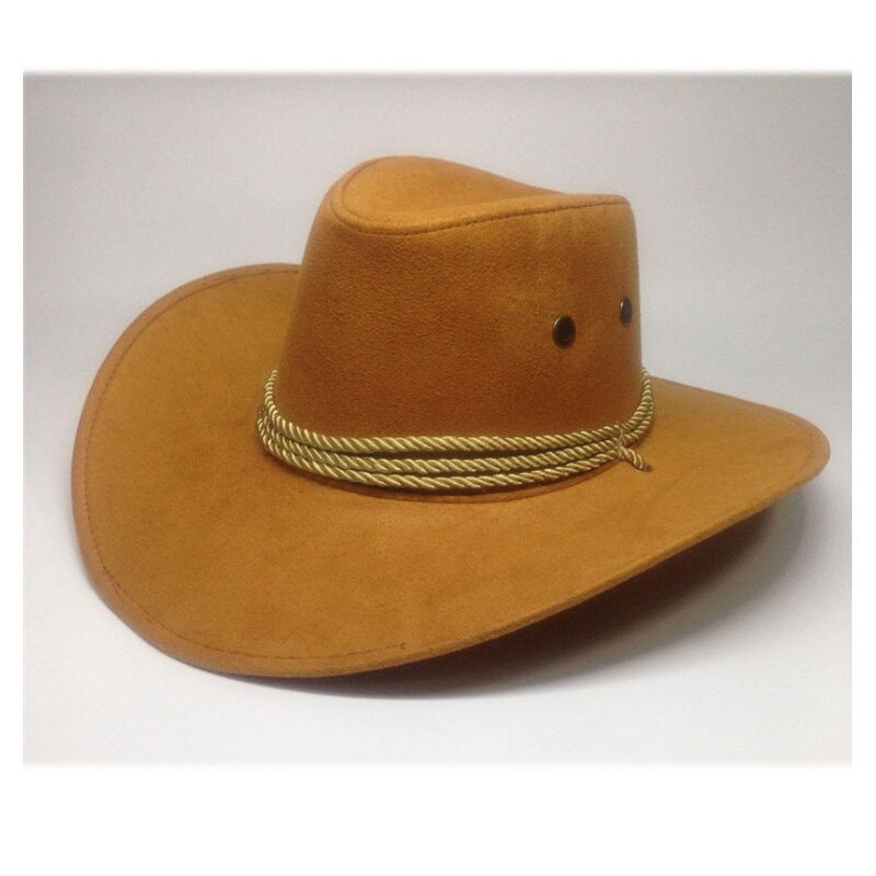 Cowgirl Sun Hat Faux Leather Cowboy Hat Men and Women Travel Caps Western Hats Chapeu Cowboy 9 colors YY0270: Yellow cowboy hat