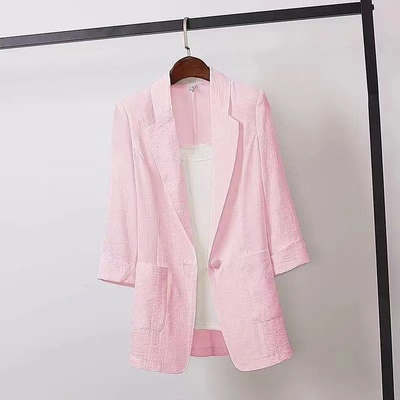 Summer Korean Loose Women's Blazer Casual Thin Office Lady Oversized 5XL Outerwear Female Basic Coat Jacket KE1130: 5XL / Fuchsia