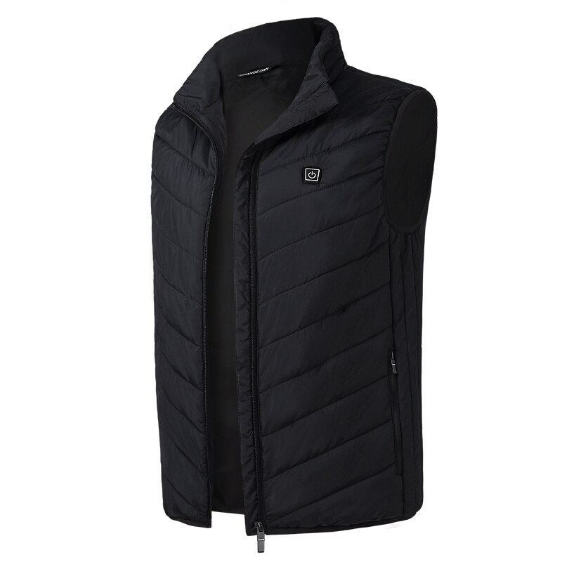 Elektrische USB Opladen Warm Verwarmde Vest 5V Wasbare 3 Temperatuurregeling Verwarming Vest Outdoor Wandelen Camping (Zonder Batterij): Zwart / M