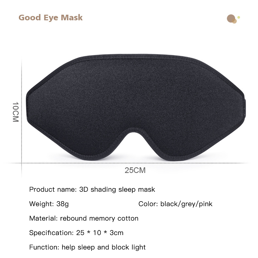 3D Slaapmasker Blinddoek Slaaphulp Oogmasker Zacht Memory Foam Gezichtsmasker Slaapmasker 99% Blockout Light Slaapmasker Eye Cover Patch