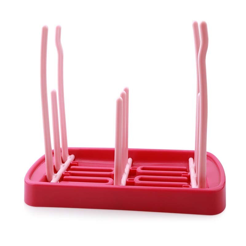 Babyflaskor torkställ babyflaskrengöring torktumlare förvaringsställ trädform rack för babyflaskor avtagbara: Rosa