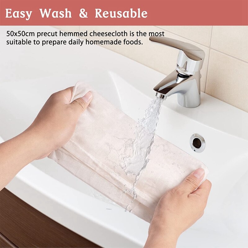 Muslin Cloths For Cooking, 50X50cm, Grade Hemmed Cheese Cloths For Straining, Unbleached Pure Cotton Cheese Cloth 3 Pcs