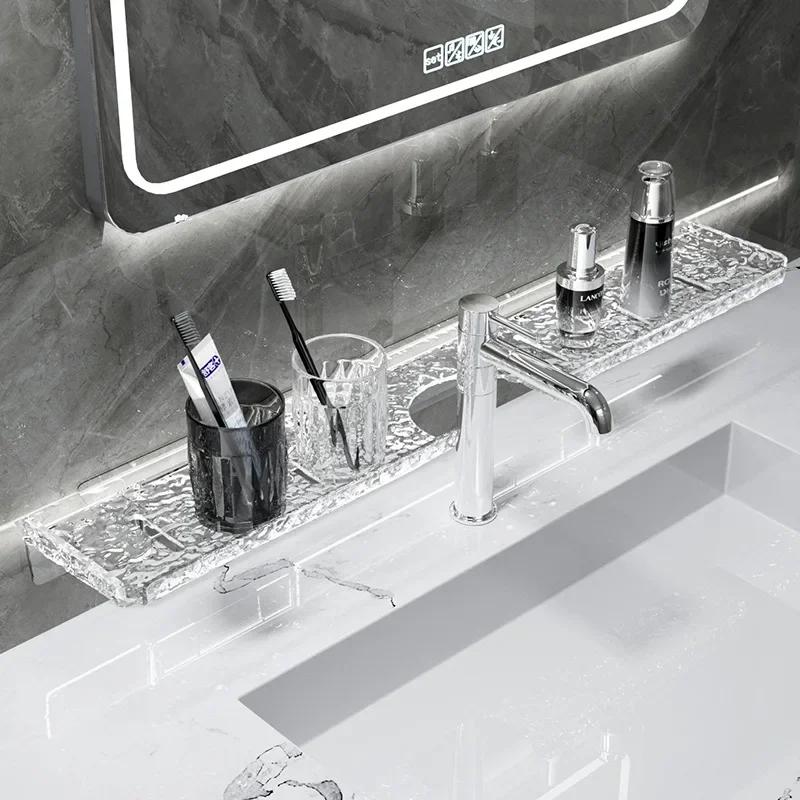 Badezimmer Waschbecken Regal Wasserhahn Lagerregal Hängeregal Acryl Klare Tablett Kosmetik Lagerregal Shampoo Duschwanne für Küche
