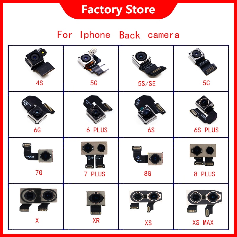 Originele Camera Voor Iphone 4S 5S 6 6S 7 8 Plus Back Camera Rear Belangrijkste Lens Flex kabel Camera Voor Iphone X Xr Xs Max 11 Pro Camera